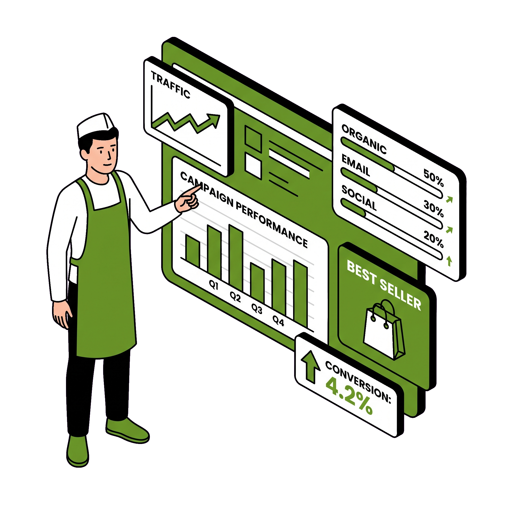 Understand your marketing performance with traffic sources, campaign analytics and conversion insights